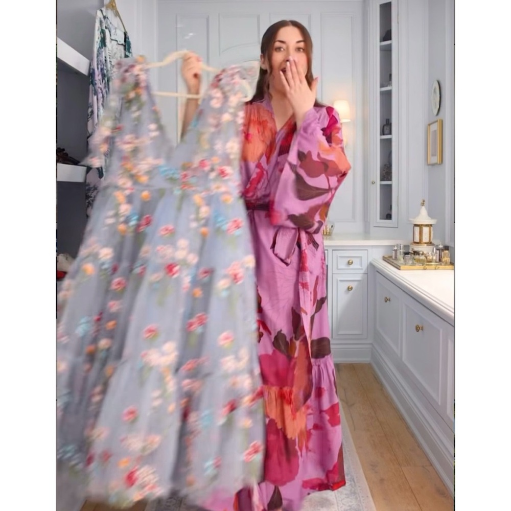 Anthropologie Purple and Pink Floral Robe - Picture 7 of 8